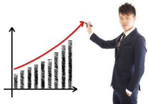 a person next to a growth chart