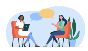 illustration of two women in a job interview having a conversation