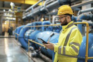 quality assurance technician inspecting product at the plant