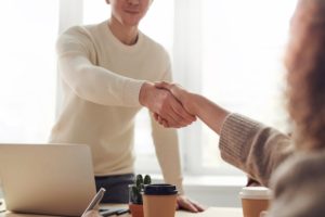 recruiter shaking hands with candidate
